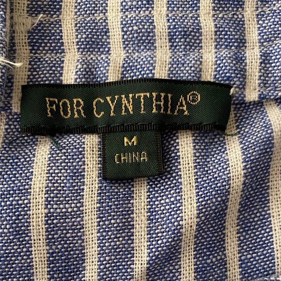 ForCynthia Linen Blend Striped Knee Length Shift Dress M - Picture 10 of 11